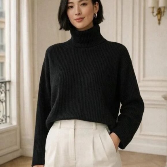 Pomander Place Sweaters - Pomander Place Black Knit Helen Turtleneck Sweater Size Medium 23577